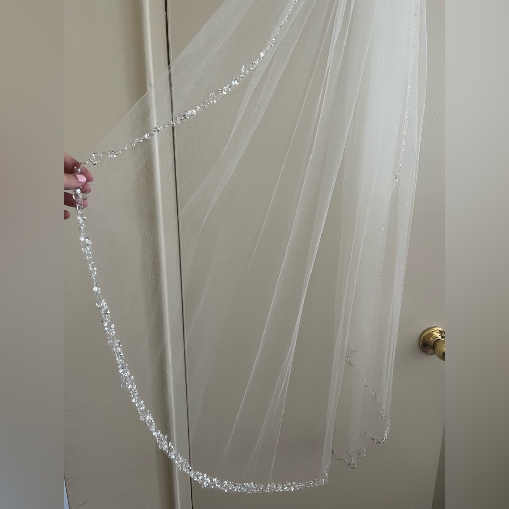 Morilee Bridal Veil Edged with Crystals, Rhinestones, Sequins, Beads, and Pearls